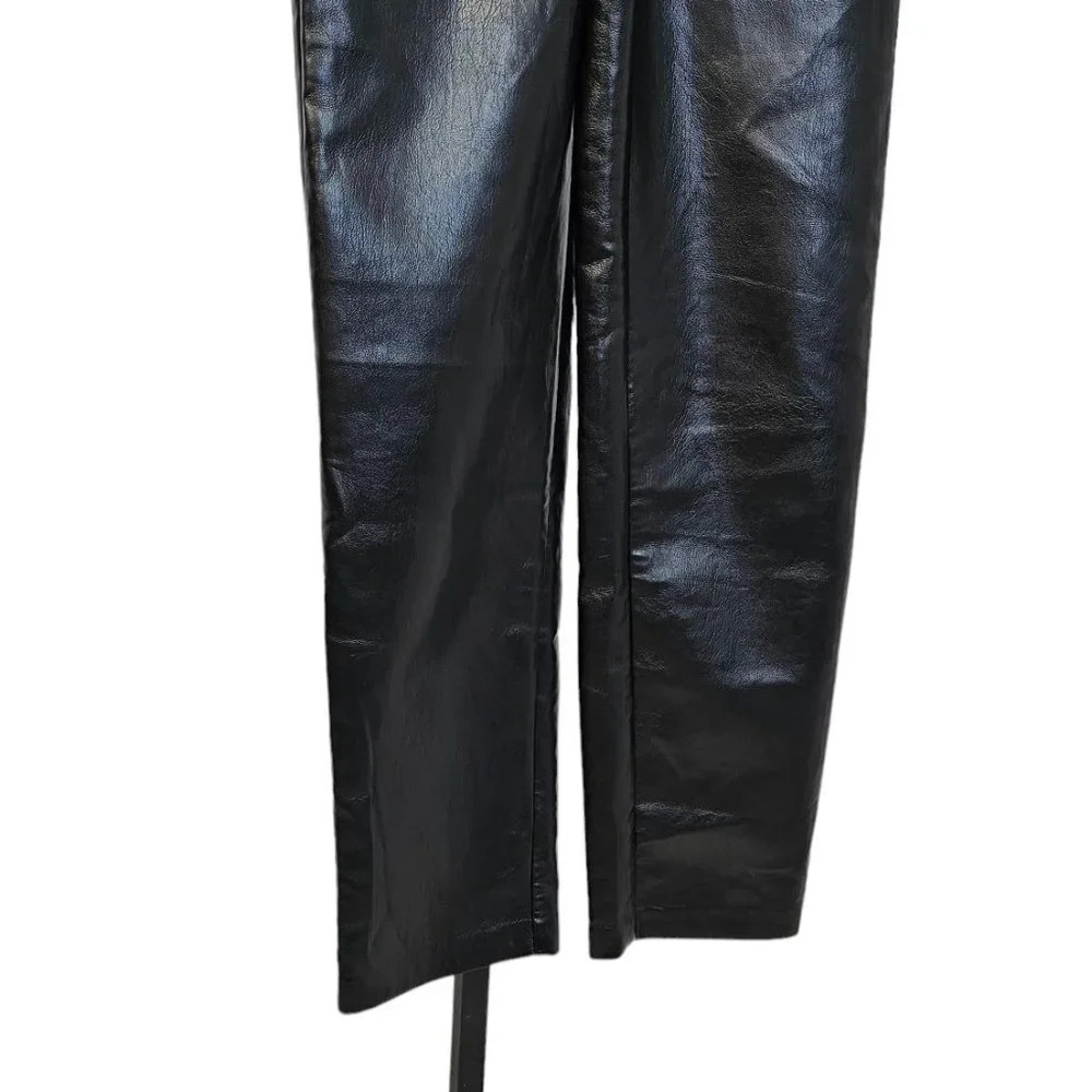 Aritzia Wilfred Melina Pant Black Vegan Leather High Waist Straight Leg Size  2 - Picture 4 of 9